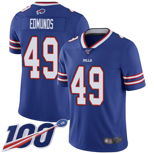 Men Buffalo Bills 49 Tremaine Edmunds Royal Blue Team Color Vapor Untouchable Limited Player 100th Season NFL Jersey